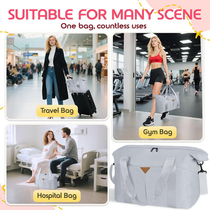 Duffle Bag for Travel with Trolley Sleeve, Gym Bag, Pink