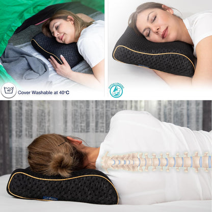 Travel & Camping Comfortable Memory Foam Pillow – Easy to Carry Portable Bag – Temperature Regulating Pillow Case