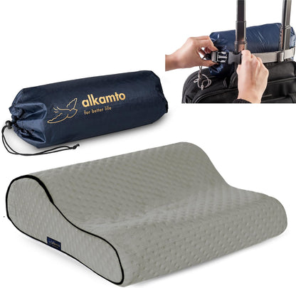Travel & Camping Comfortable Memory Foam Pillow – Easy to Carry Portable Bag – Temperature Regulating Pillow Case