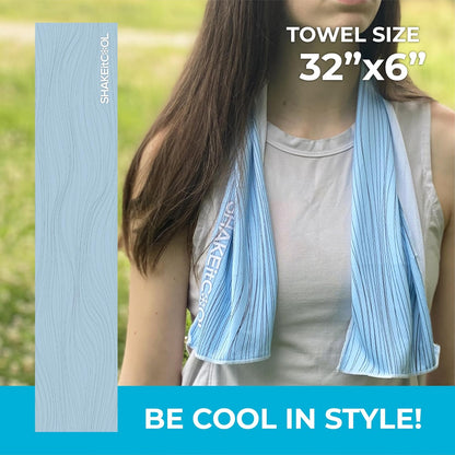 Original Cooling Towel – Be Cool in Style - Heat Relief, Soft, Lightweight, Sun Protection, Easy Clean - Perfect for Biking, Running, Yoga, Gym, Gardening - Blue Wave - Colors A