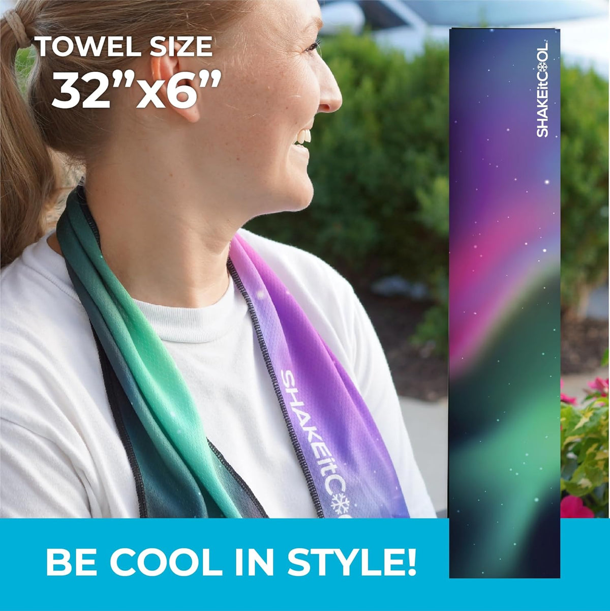 Original Cooling Towel – Be Cool in Style - Heat Relief, Soft, Lightweight, Sun Protection, Easy Clean - Perfect for Biking, Running, Yoga, Gym, Gardening - Blue Wave - Colors A