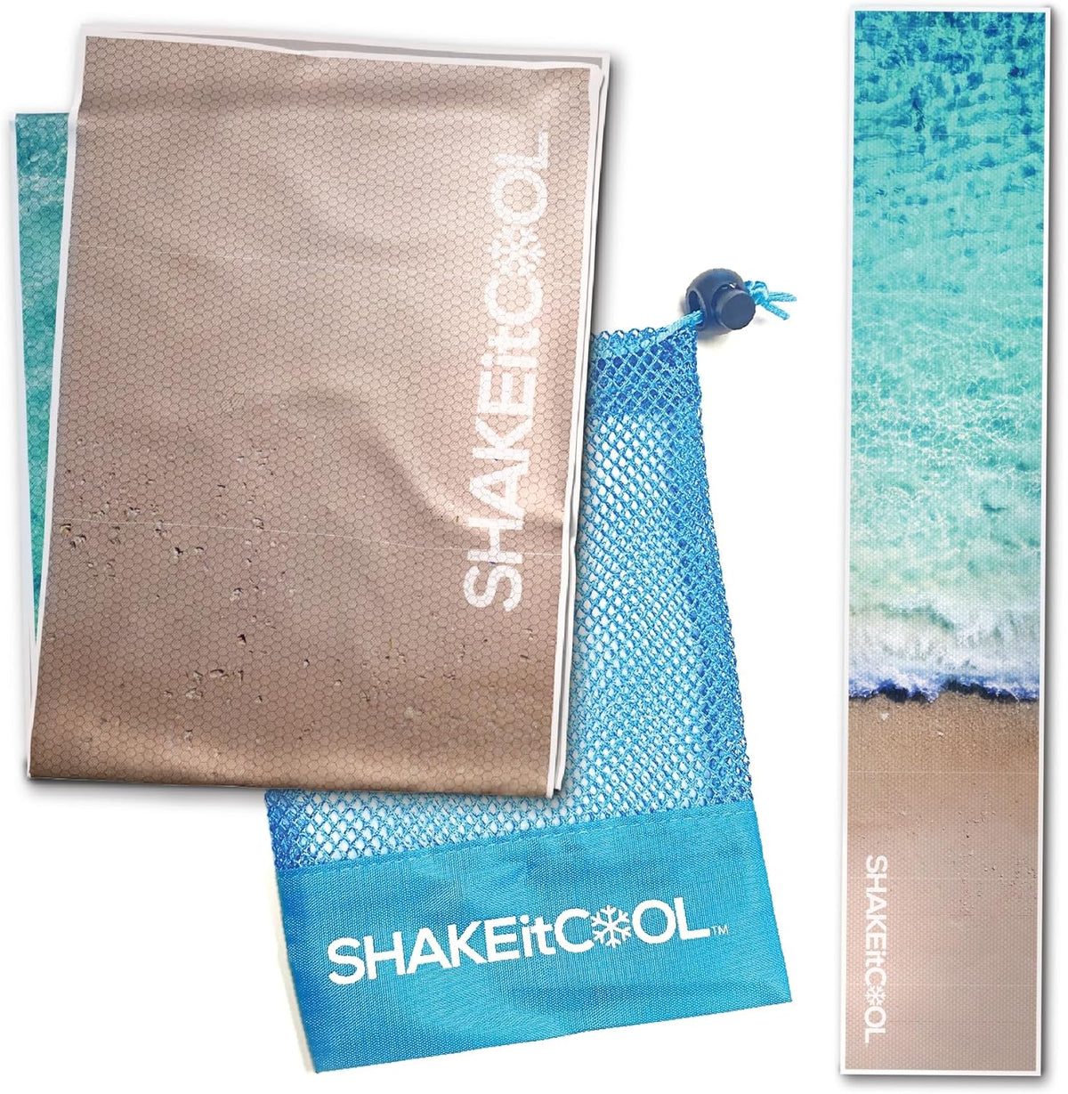 Original Cooling Towel – Be Cool in Style - Heat Relief, Soft, Lightweight, Sun Protection, Easy Clean - Perfect for Biking, Running, Yoga, Gym, Gardening - Blue Wave - Colors A