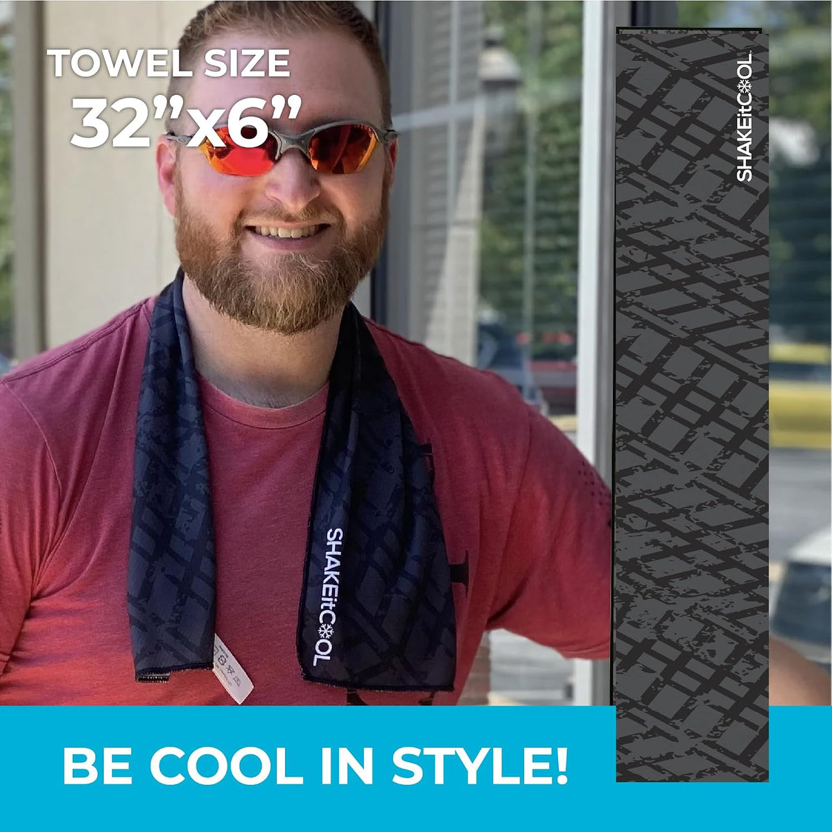 Original Cooling Towel – Be Cool in Style - Heat Relief, Soft, Lightweight, Sun Protection, Easy Clean - Perfect for Biking, Running, Yoga, Gym, Gardening - Blue Wave - Colors A