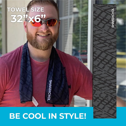 Original Cooling Towel – Be Cool in Style - Heat Relief, Soft, Lightweight, Sun Protection, Easy Clean - Perfect for Biking, Running, Yoga, Gym, Gardening - Blue Wave - Colors A