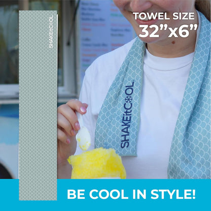 Original Cooling Towel – Be Cool in Style - Heat Relief, Soft, Lightweight, Sun Protection, Easy Clean - Perfect for Biking, Running, Yoga, Gym, Gardening - Blue Wave - Colors A