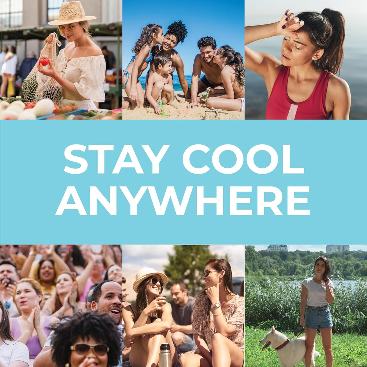 Original Cooling Towel – Be Cool in Style - Heat Relief, Soft, Lightweight, Sun Protection, Easy Clean - Perfect for Biking, Running, Yoga, Gym, Gardening - Blue Wave - Colors A