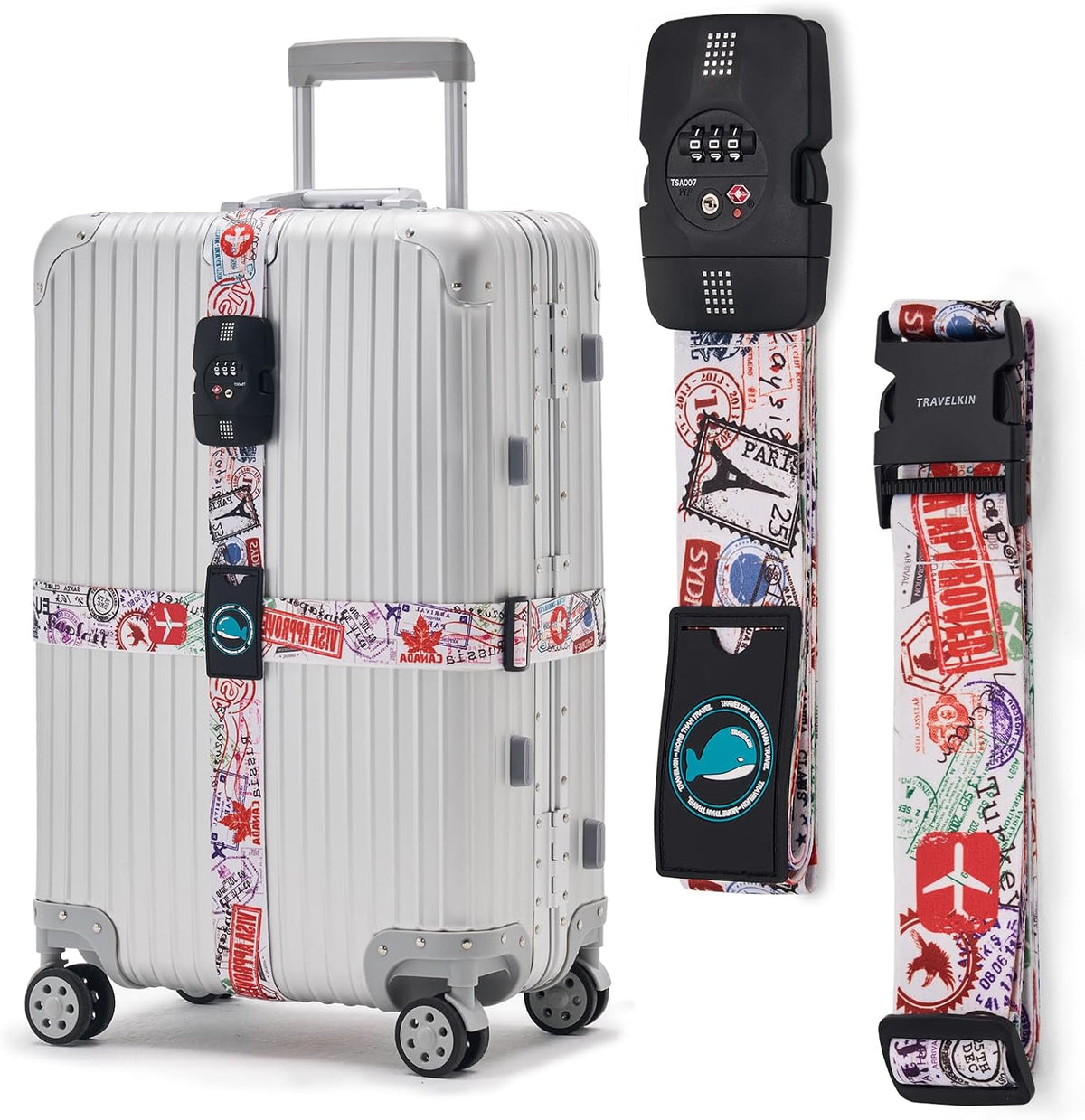 Travelkin Luggage Straps TSA Approved, Suitcase Straps with TSA Lock