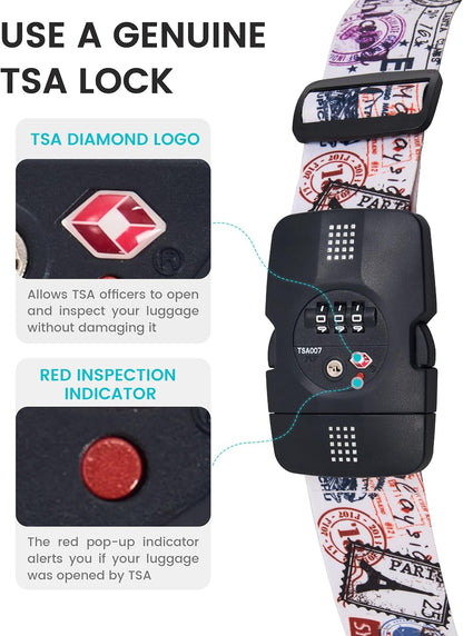 Travelkin Luggage Straps TSA Approved, Suitcase Straps with TSA Lock