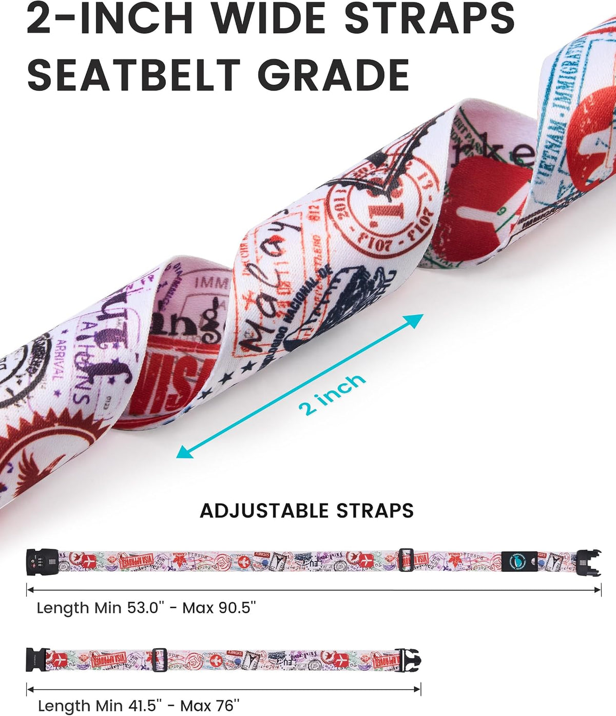 Travelkin Luggage Straps TSA Approved, Suitcase Straps with TSA Lock