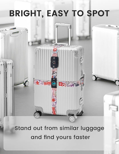 Travelkin Luggage Straps TSA Approved, Suitcase Straps with TSA Lock