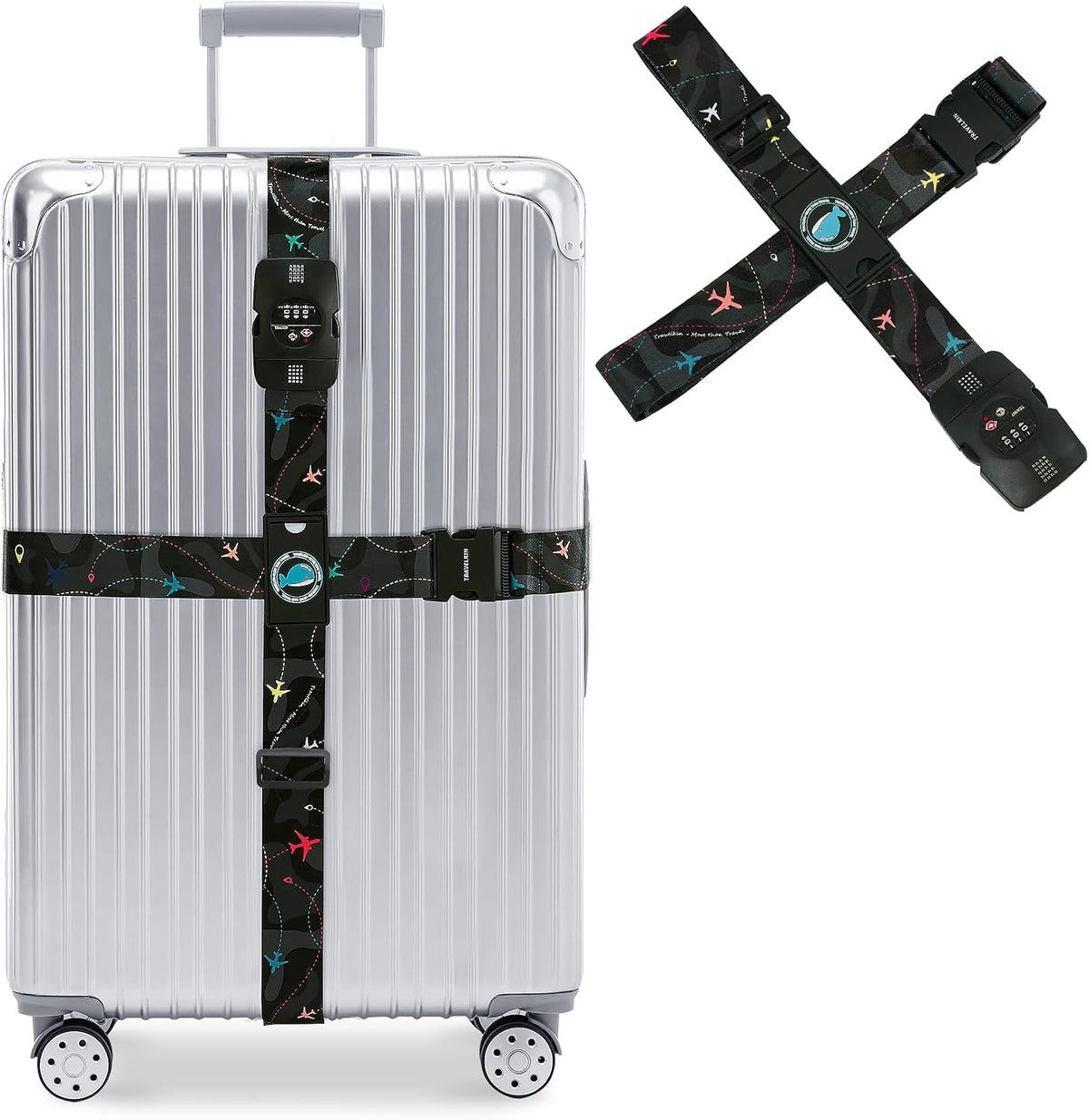Travelkin Luggage Straps TSA Approved, Suitcase Straps with TSA Lock
