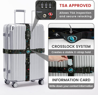 Travelkin Luggage Straps TSA Approved, Suitcase Straps with TSA Lock