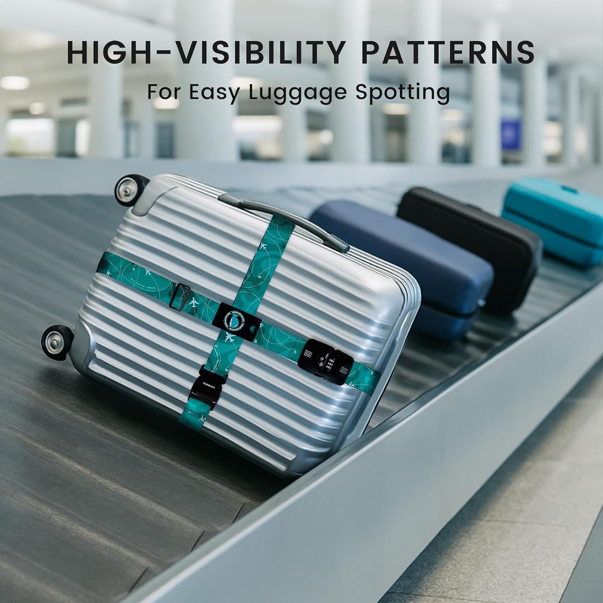 Travelkin Luggage Straps TSA Approved, Suitcase Straps with TSA Lock