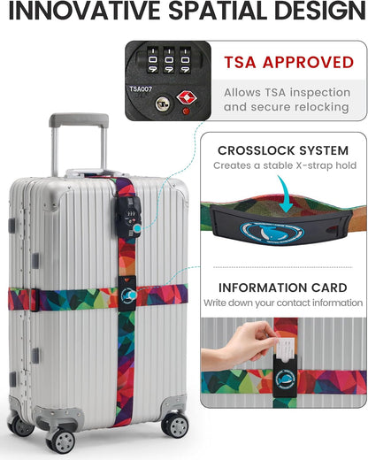 Travelkin Luggage Straps TSA Approved, Suitcase Straps with TSA Lock