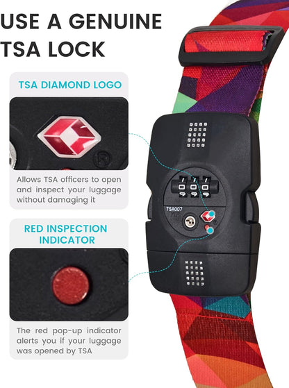 Travelkin Luggage Straps TSA Approved, Suitcase Straps with TSA Lock