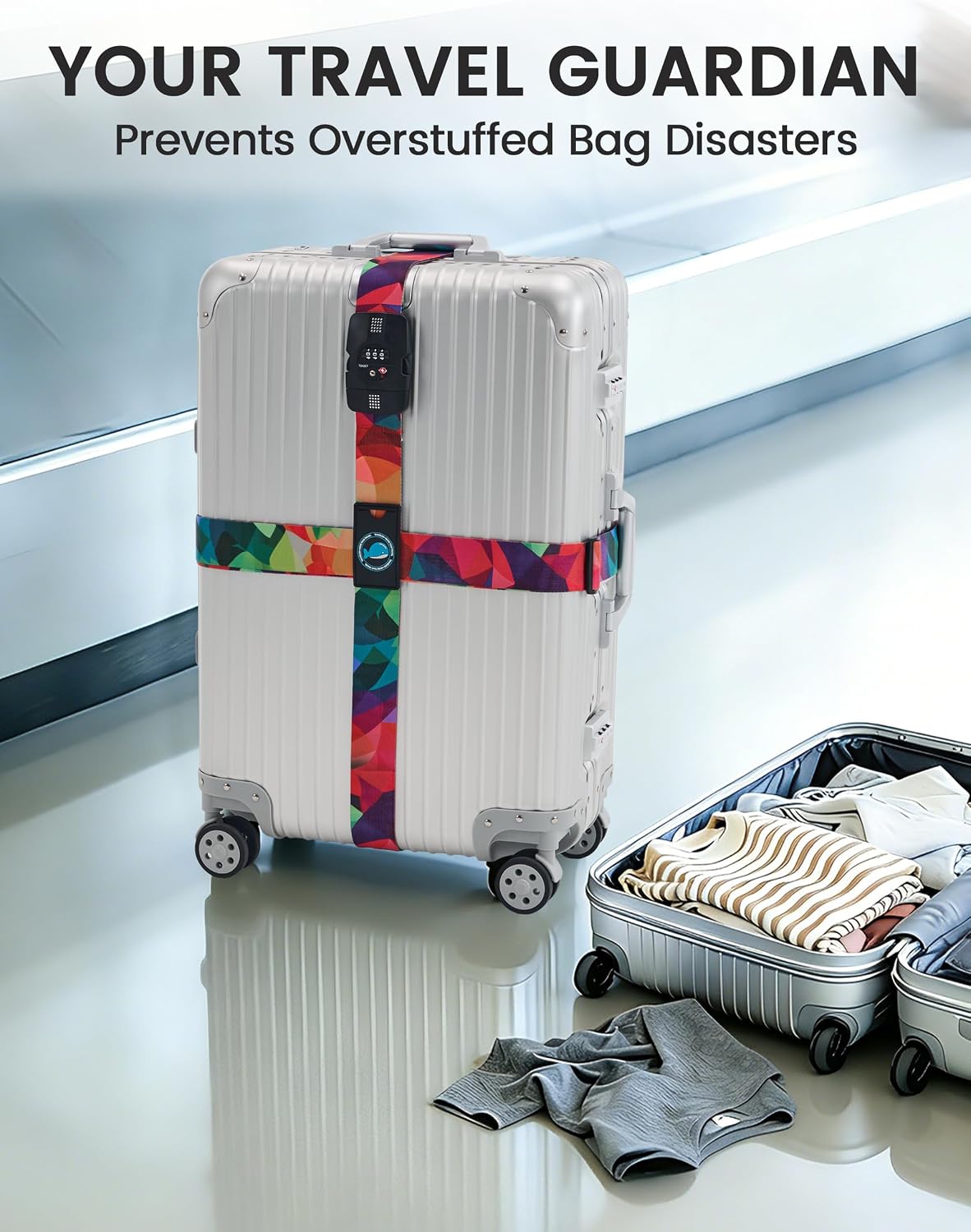 Travelkin Luggage Straps TSA Approved, Suitcase Straps with TSA Lock