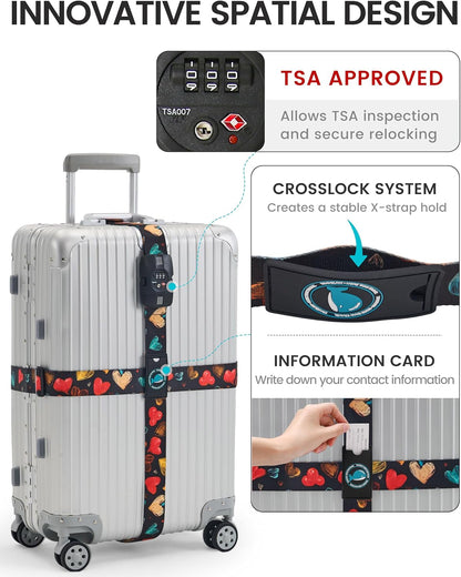 Travelkin Luggage Straps TSA Approved, Suitcase Straps with TSA Lock