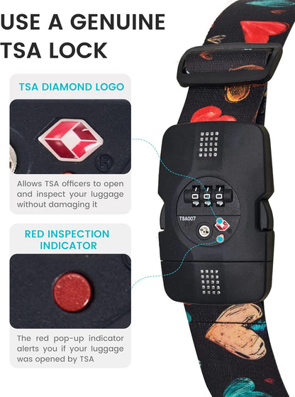 Travelkin Luggage Straps TSA Approved, Suitcase Straps with TSA Lock