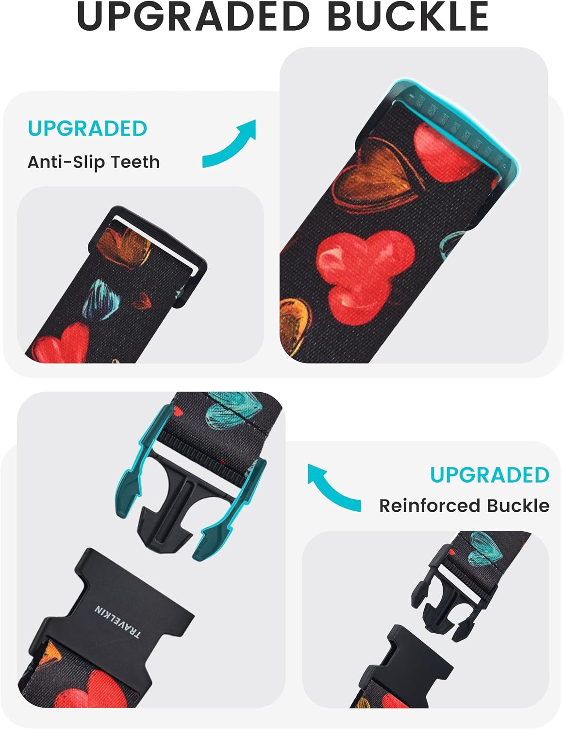 Travelkin Luggage Straps TSA Approved, Suitcase Straps with TSA Lock