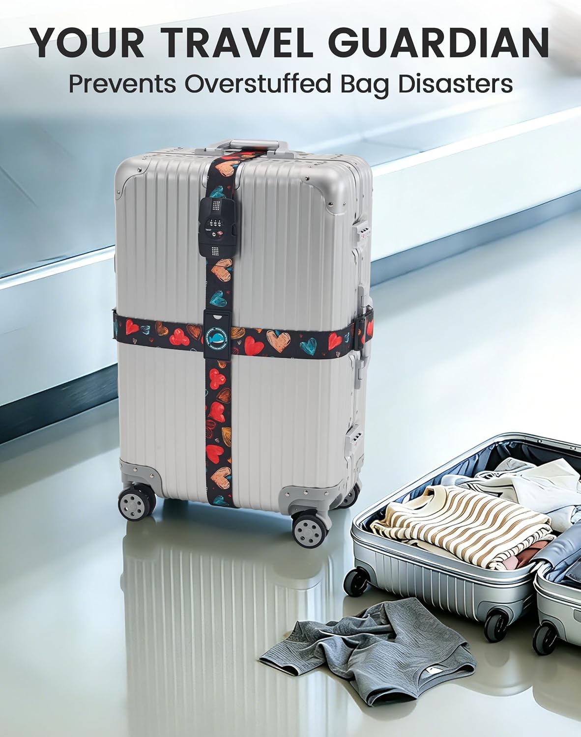 Travelkin Luggage Straps TSA Approved, Suitcase Straps with TSA Lock