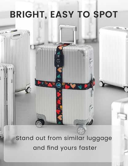 Travelkin Luggage Straps TSA Approved, Suitcase Straps with TSA Lock