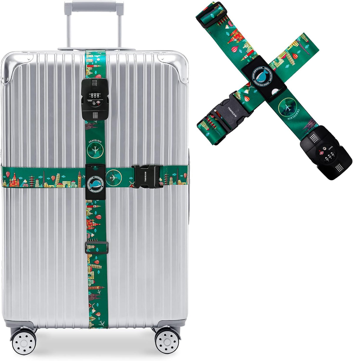 Travelkin Luggage Straps TSA Approved, Suitcase Straps with TSA Lock