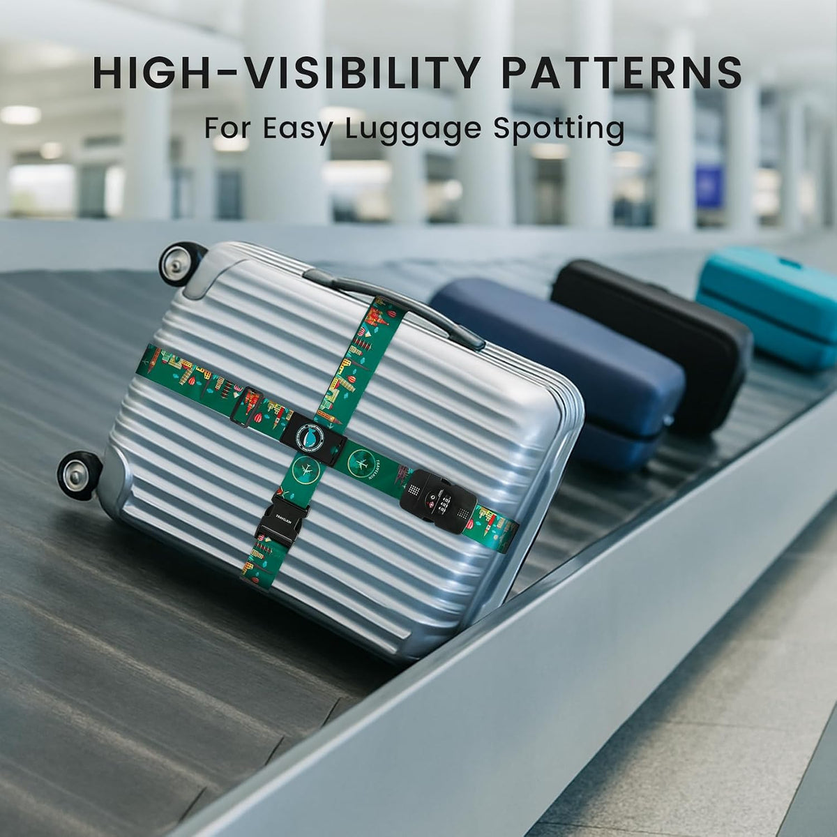 Travelkin Luggage Straps TSA Approved, Suitcase Straps with TSA Lock