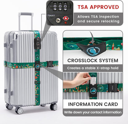 Travelkin Luggage Straps TSA Approved, Suitcase Straps with TSA Lock