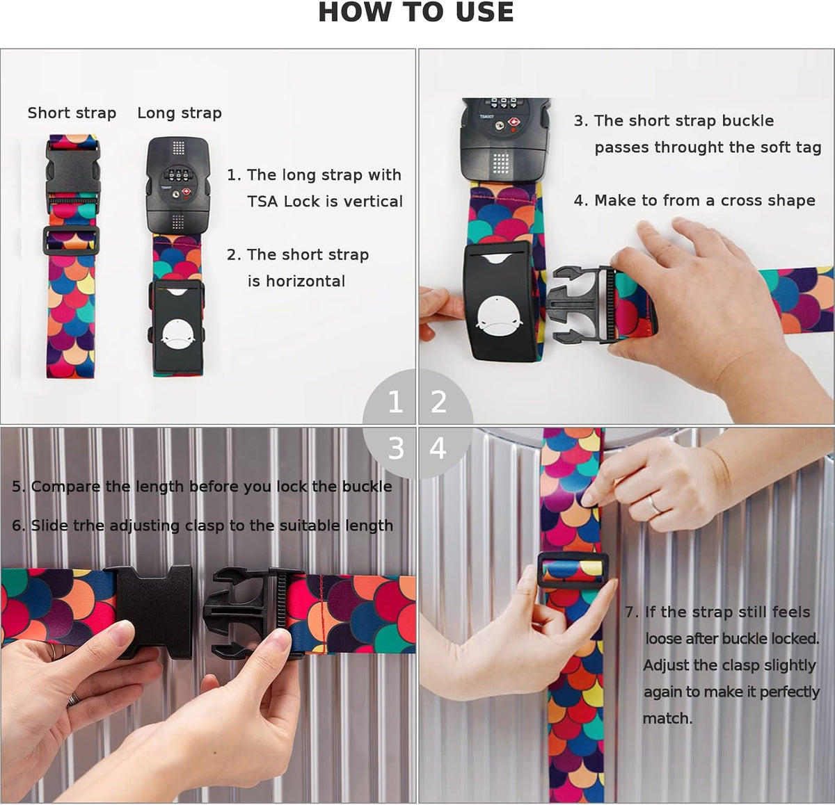 Travelkin Luggage Straps TSA Approved, Suitcase Straps with TSA Lock