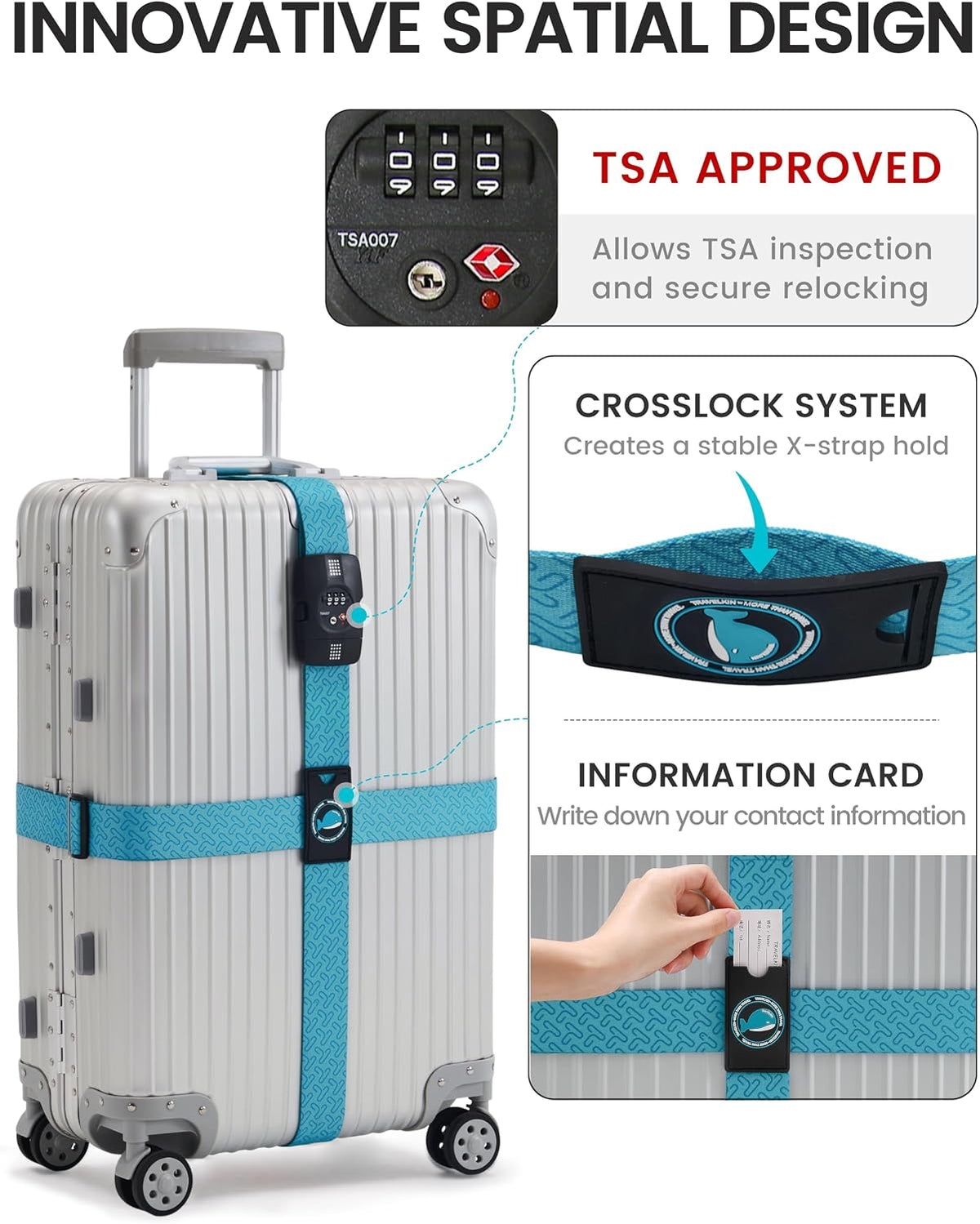 Travelkin Luggage Straps TSA Approved, Suitcase Straps with TSA Lock