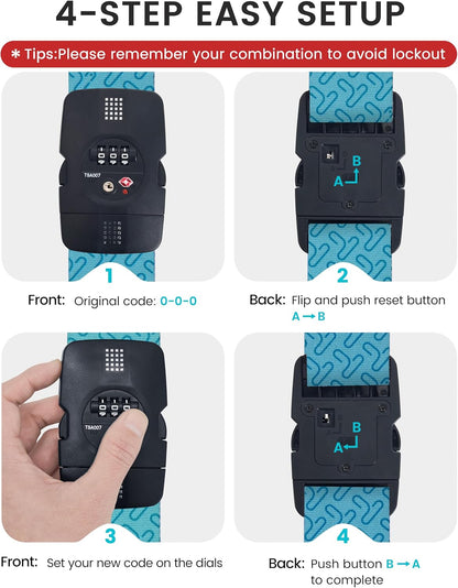 Travelkin Luggage Straps TSA Approved, Suitcase Straps with TSA Lock