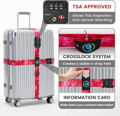 Travelkin Luggage Straps TSA Approved, Suitcase Straps with TSA Lock