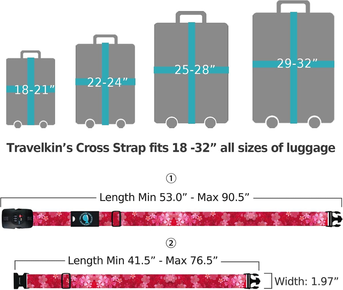 Travelkin Luggage Straps TSA Approved, Suitcase Straps with TSA Lock