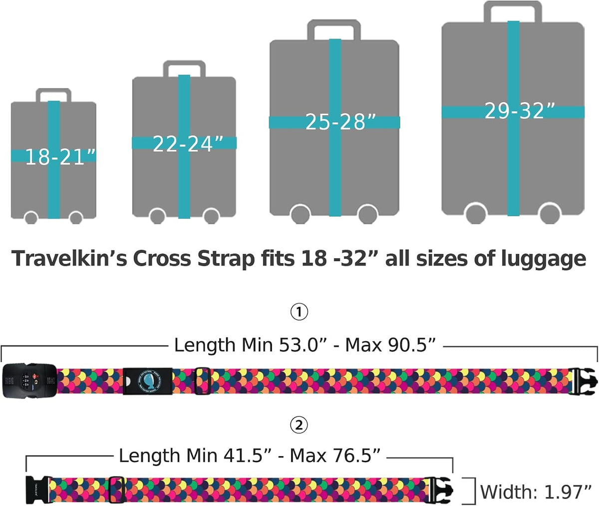 Travelkin Luggage Straps TSA Approved, Suitcase Straps with TSA Lock