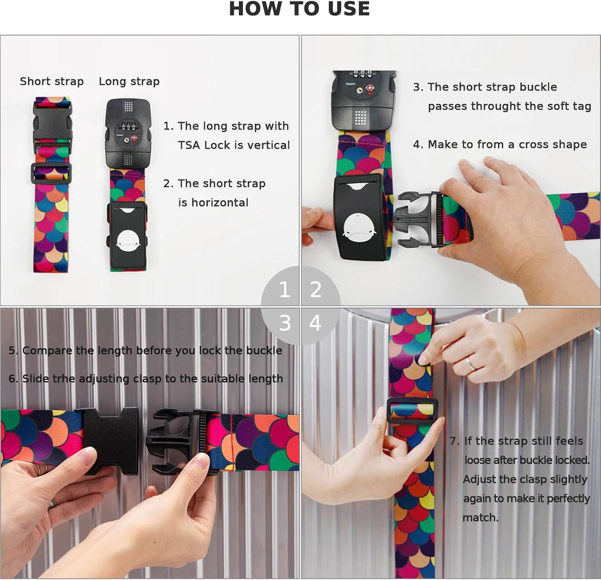Travelkin Luggage Straps TSA Approved, Suitcase Straps with TSA Lock
