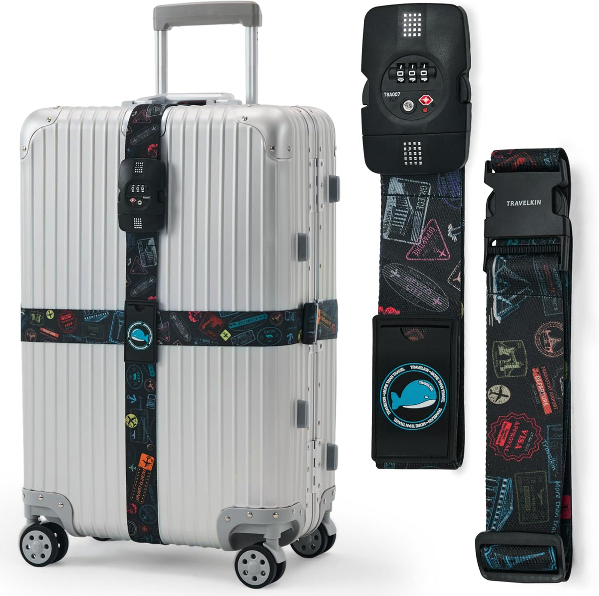 Travelkin Luggage Straps TSA Approved, Suitcase Straps with TSA Lock