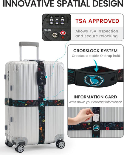 Travelkin Luggage Straps TSA Approved, Suitcase Straps with TSA Lock