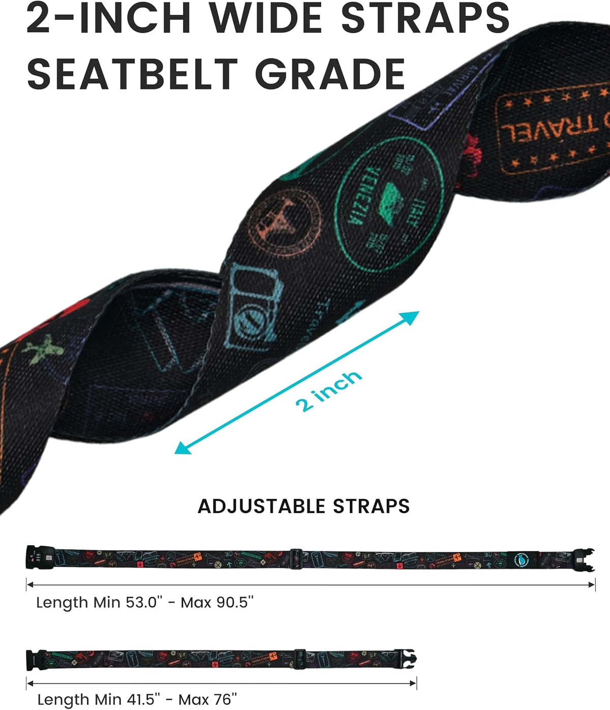 Travelkin Luggage Straps TSA Approved, Suitcase Straps with TSA Lock