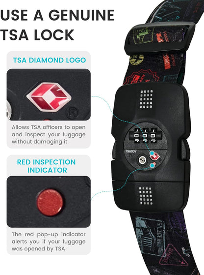 Travelkin Luggage Straps TSA Approved, Suitcase Straps with TSA Lock