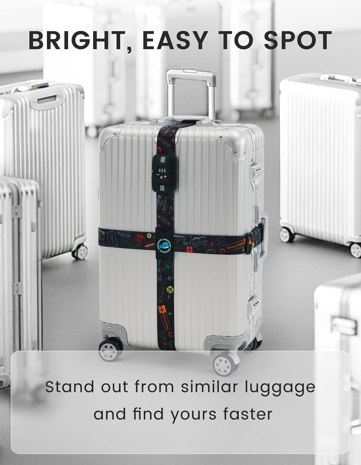 Travelkin Luggage Straps TSA Approved, Suitcase Straps with TSA Lock