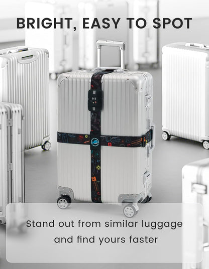 Travelkin Luggage Straps TSA Approved, Suitcase Straps with TSA Lock