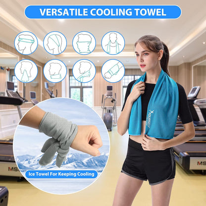 Cooling Towels for Neck and Face, 40" x 12" Cooling Towel for Hot Weather, Soft Breathable Instant Cool Chilly Pad for Sports Golf Yoga Gym Athletes Camping Ice Towels(Mix-4pcs)