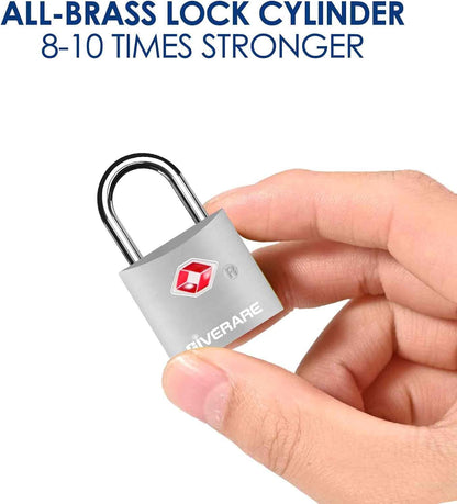 4 Pack TSA Approved Travel Luggage Locks with Keys, Aluminum Alloy Keyed Padlock, Small Metal Suitcase Lock, Weatherproof Padlocks for Backpack, Gym Locker, Bag, Case, Jewelry Box, Anti Theft-Silver