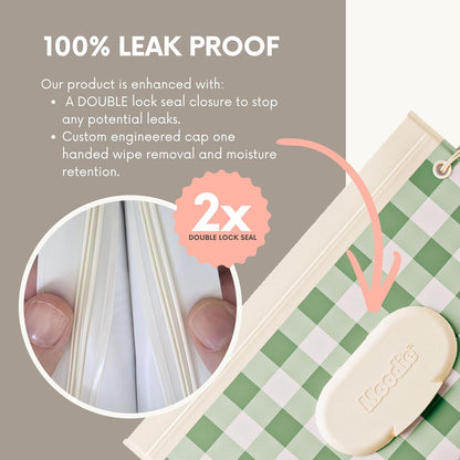 3PACK Baby Wipes Holder | Refillable Wipes Container w/DOUBLE-LOCK SEAL |Travel Wipe Case | Portable Wipe Dispenser | Reusable Wipes Pouch (Sage Green, 3 PACK)