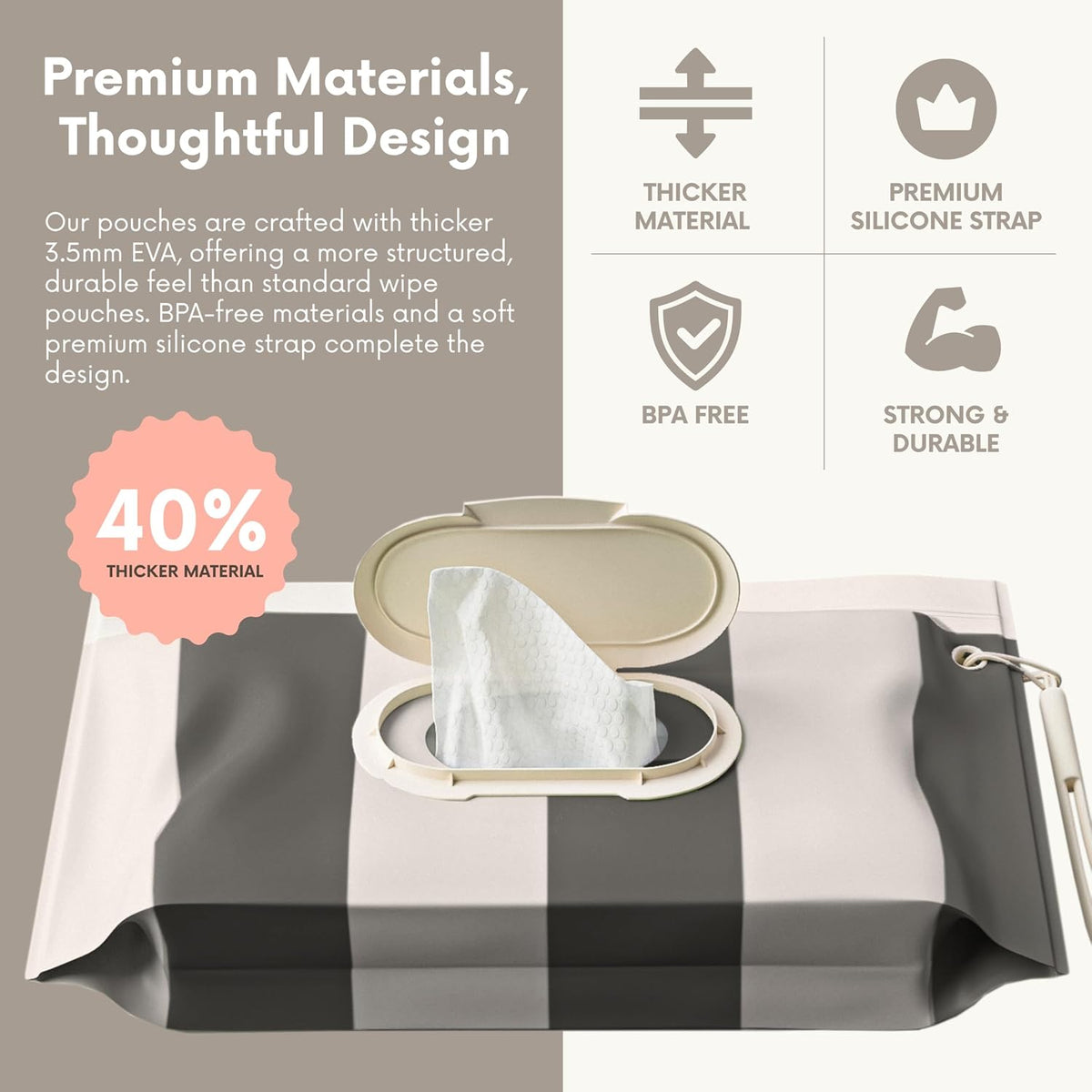 3PACK Baby Wipes Holder | Refillable Wipes Container w/DOUBLE-LOCK SEAL |Travel Wipe Case | Portable Wipe Dispenser | Reusable Wipes Pouch (Sage Green, 3 PACK)