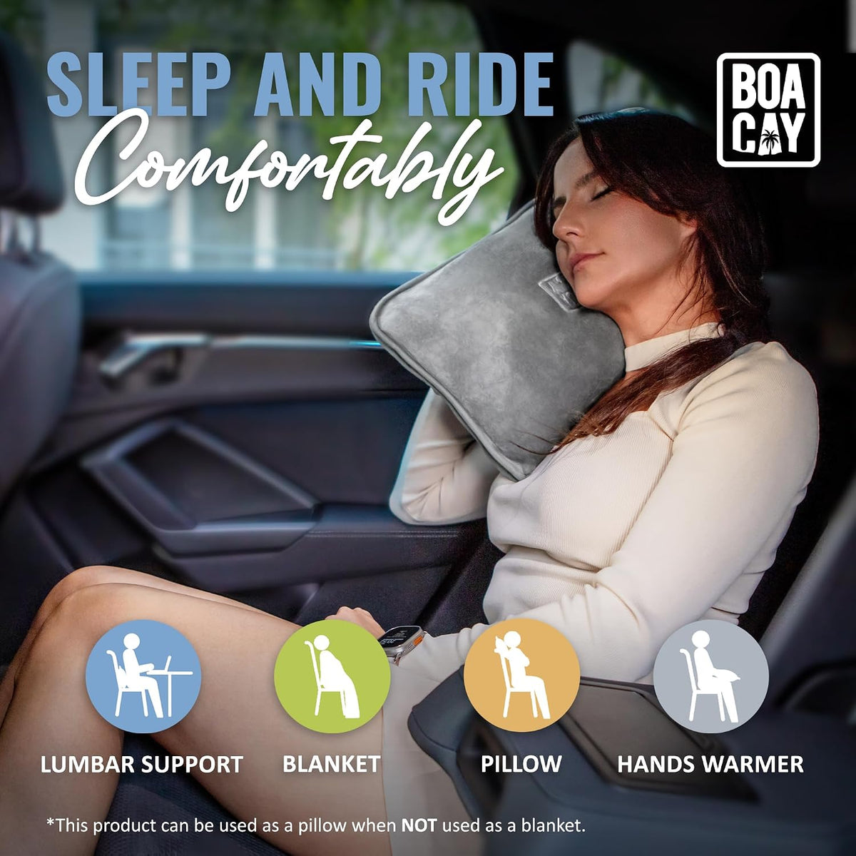 Soft & Warm Travel Blanket for Airplane & Car - Long Flight Essential for Women, Men, Kids - Compact Pillow with Luggage Sleeve & Backpack Clip