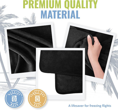 Soft & Warm Travel Blanket for Airplane & Car - Long Flight Essential for Women, Men, Kids - Compact Pillow with Luggage Sleeve & Backpack Clip