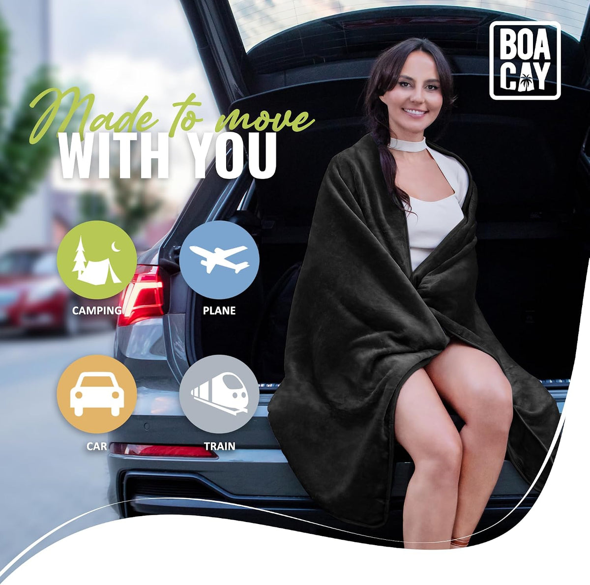 Soft & Warm Travel Blanket for Airplane & Car - Long Flight Essential for Women, Men, Kids - Compact Pillow with Luggage Sleeve & Backpack Clip