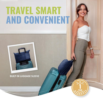 Soft & Warm Travel Blanket for Airplane & Car - Long Flight Essential for Women, Men, Kids - Compact Pillow with Luggage Sleeve & Backpack Clip