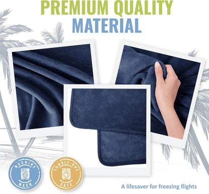 Soft & Warm Travel Blanket for Airplane & Car - Long Flight Essential for Women, Men, Kids - Compact Pillow with Luggage Sleeve & Backpack Clip